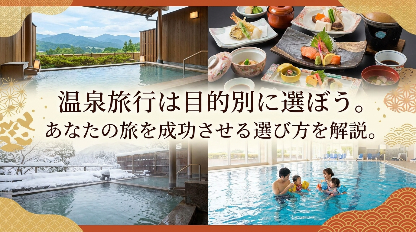 温泉旅行は目的別に選ぼう。あなたの旅を成功させる選び方を解説。